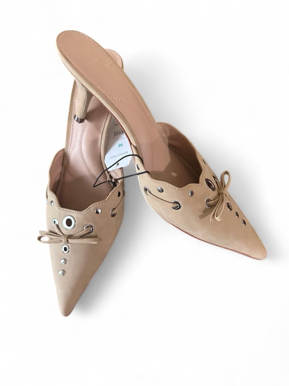 Time and Tru Beige Pointed-Toe Grommet Mule